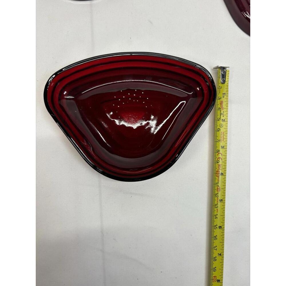 Vintage Anchor Hocking Manhattan Ruby Red Relish Tray Insert Triangular - Picture 12 of 14